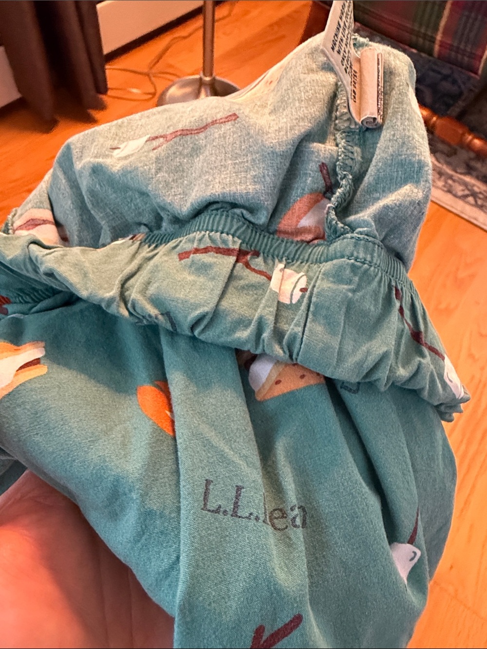 L.L. Bean cotton pajama pants size medium petite s’mores teal loungewear - Picture 9 of 9